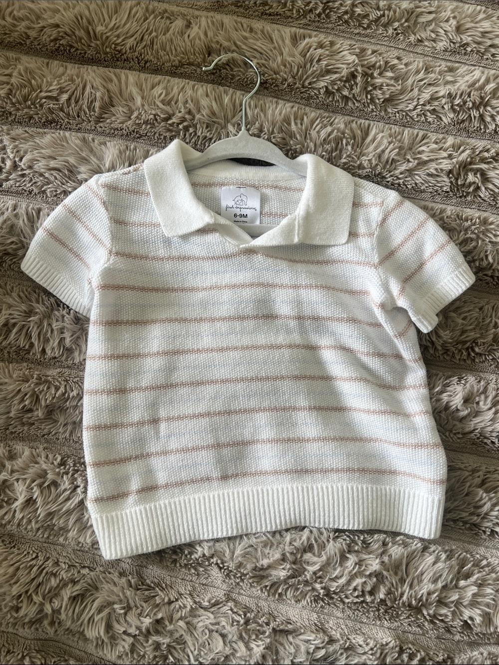 Polo Sweater Top with Stripes and Knit Pants - Picture 2 of 5
